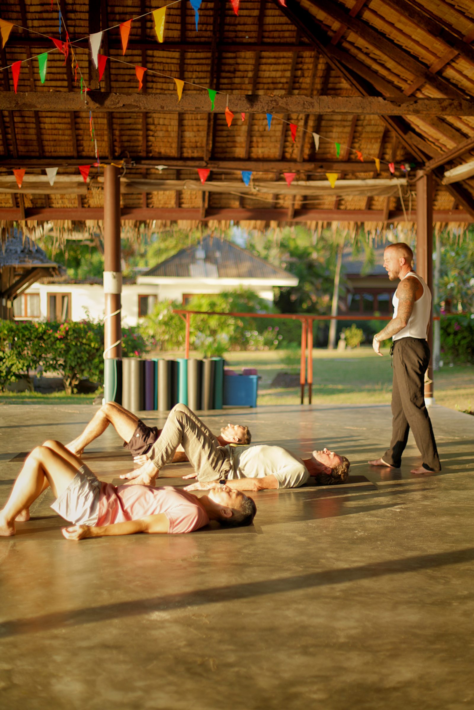 Dan holding a group breathwork session in Koh Samui